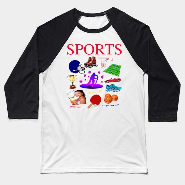 SPORTS! - Cool 90's Design For Those Who Like To Throw The Ball Baseball T-Shirt by blueversion